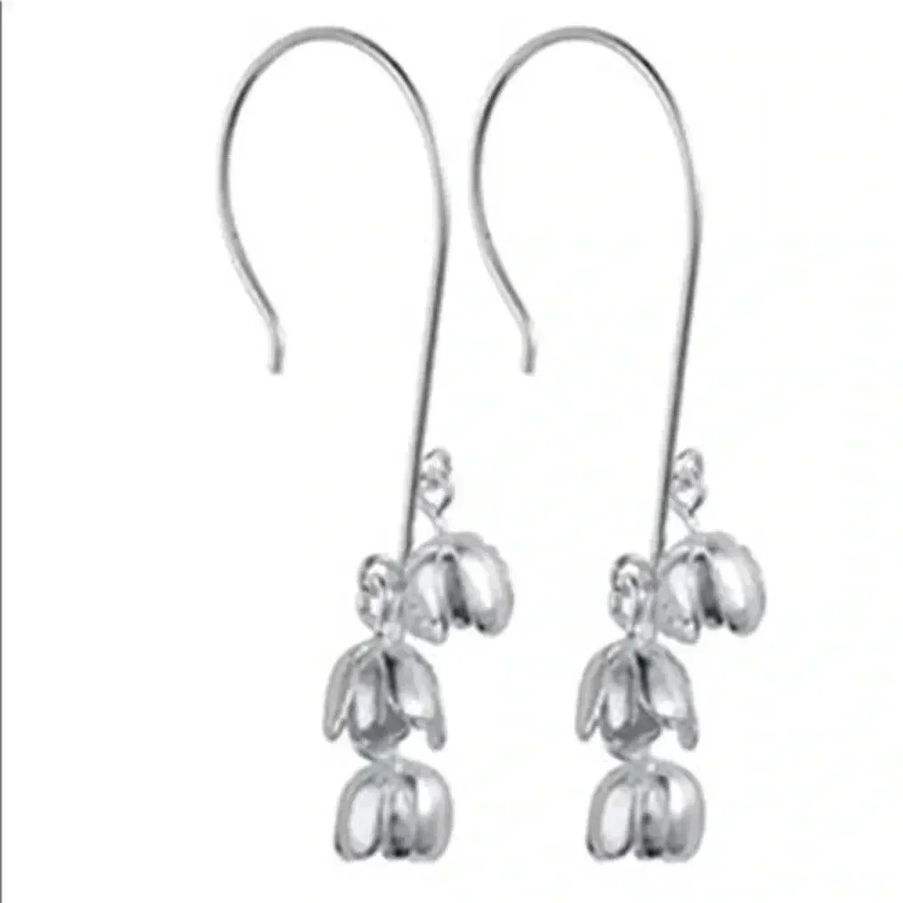 3 for $25/ Flower Silver Fashion Long Hook Earrings NWT
